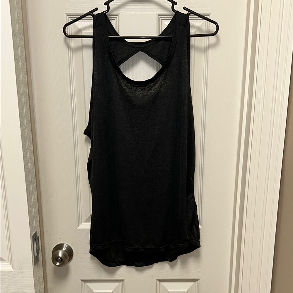 Black Backless Tank Top with Wide Arm Openings